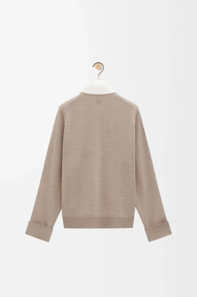 Camicia ibrida in cotone e lana Bianco/Beige