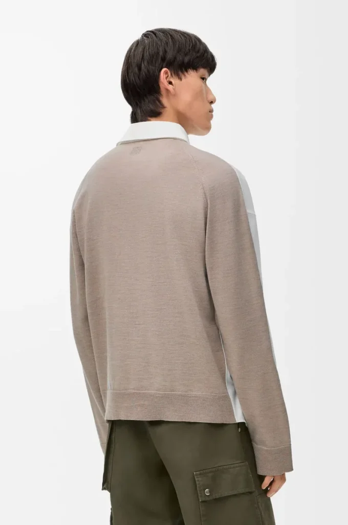 Camicia ibrida in cotone e lana Bianco/Beige