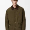 Camicia imbottita in tessuto tecnico verde kaki