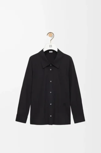 Camicia impreziosita in cotone nero Camicia impreziosita in cotone nero