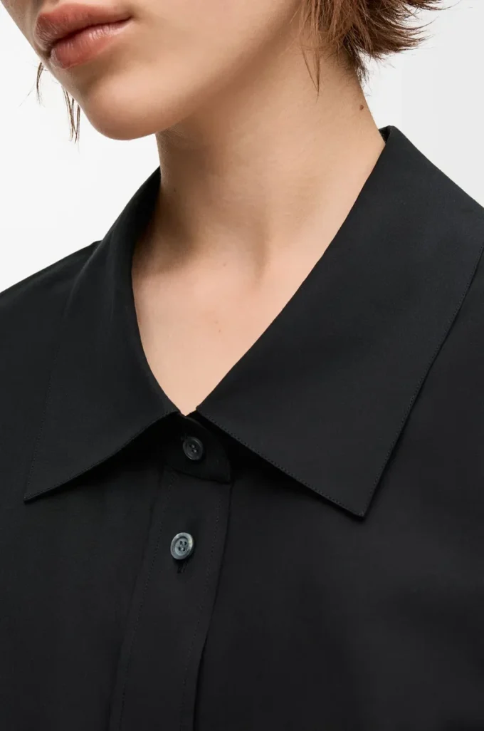 Camicia impreziosita in cotone nero