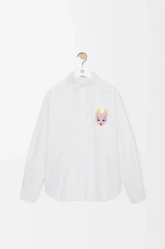Camicia in cotone bianco/multicolore Camicia in cotone bianco/multicolore
