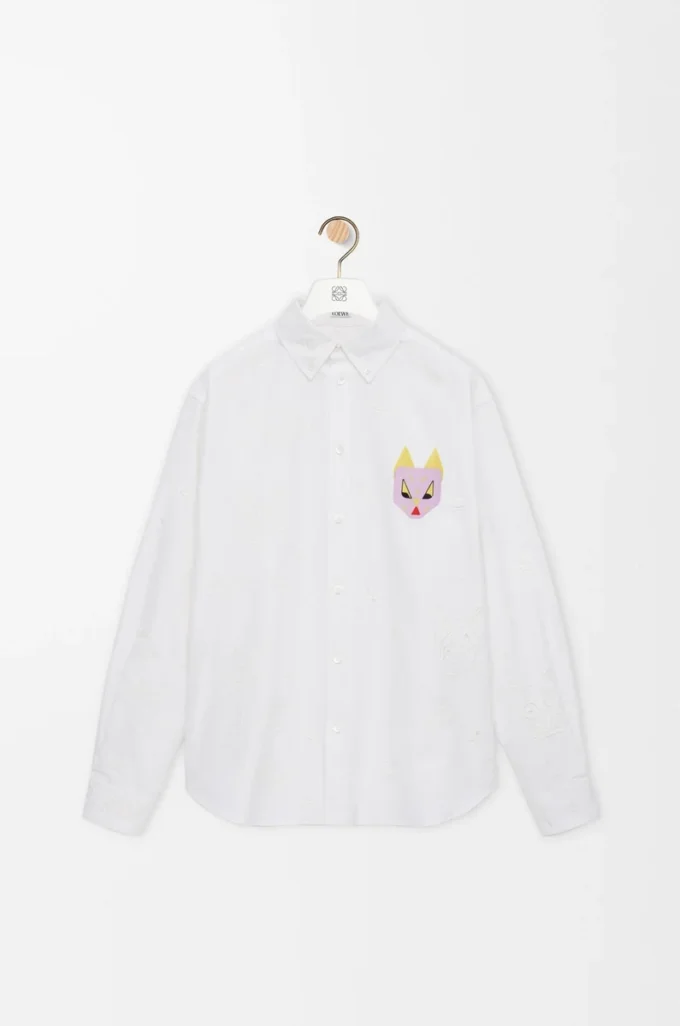 Camicia in cotone bianco/multicolore