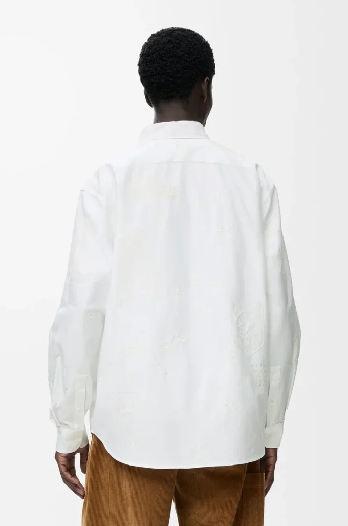 Camicia in cotone bianco/multicolore