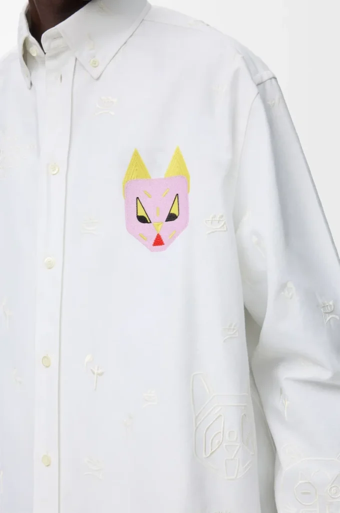Camicia in cotone bianco/multicolore