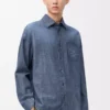 Camicia in cotone blu lavato Camicia in cotone blu lavato