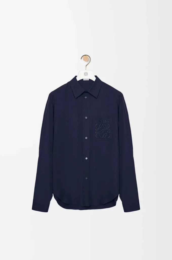 Camicia in cotone blu navy