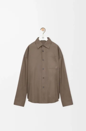 Camicia in cotone marrone kaki Camicia in cotone marrone kaki