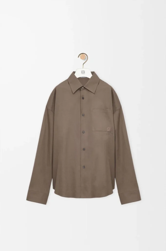 Camicia in cotone marrone kaki Camicia in cotone marrone kaki