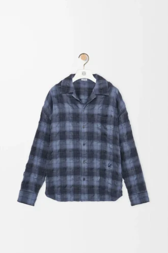 Camicia in lana e cotone blu navy Camicia in lana e cotone blu navy
