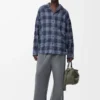 Camicia in lana e cotone blu navy Camicia in lana e cotone blu navy