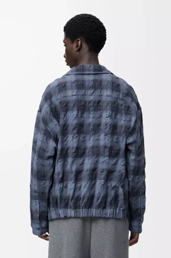 Camicia in lana e cotone blu navy Camicia in lana e cotone blu navy