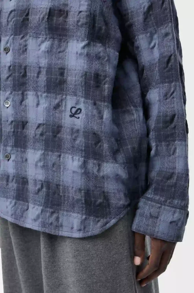 Camicia in lana e cotone blu navy Camicia in lana e cotone blu navy