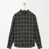 Camicia in misto lana color cachi/nero