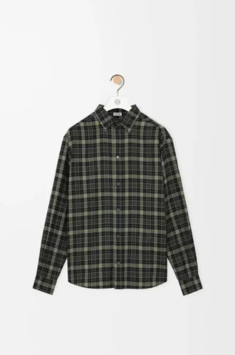 Camicia in misto lana color cachi/nero Camicia in misto lana color cachi/nero