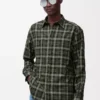 Camicia in misto lana color cachi/nero