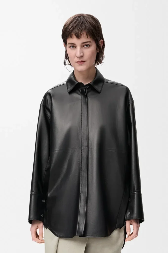Camicia in nappa di agnello nera Camicia in nappa di agnello nera