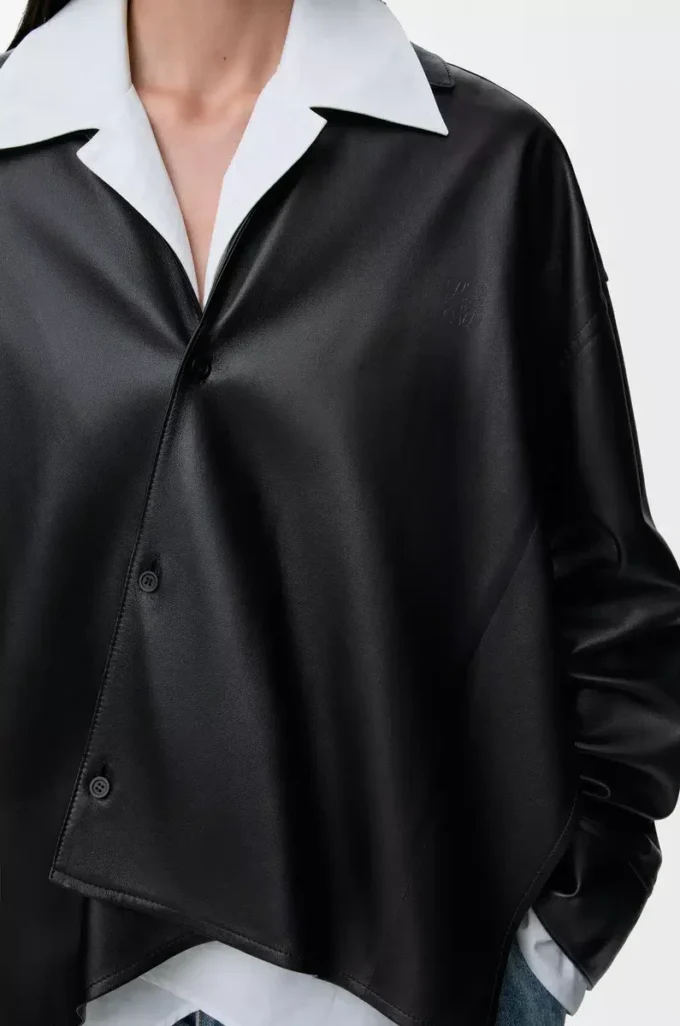 Camicia in nappa di agnello nera