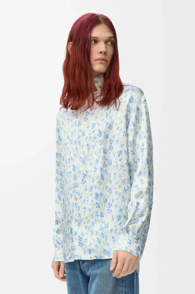 Camicia in viscosa bianca/blu Camicia in viscosa bianca/blu