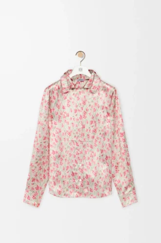 Camicia in viscosa bianca/rosa