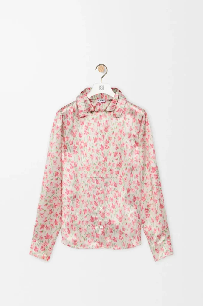 Camicia in viscosa bianca/rosa