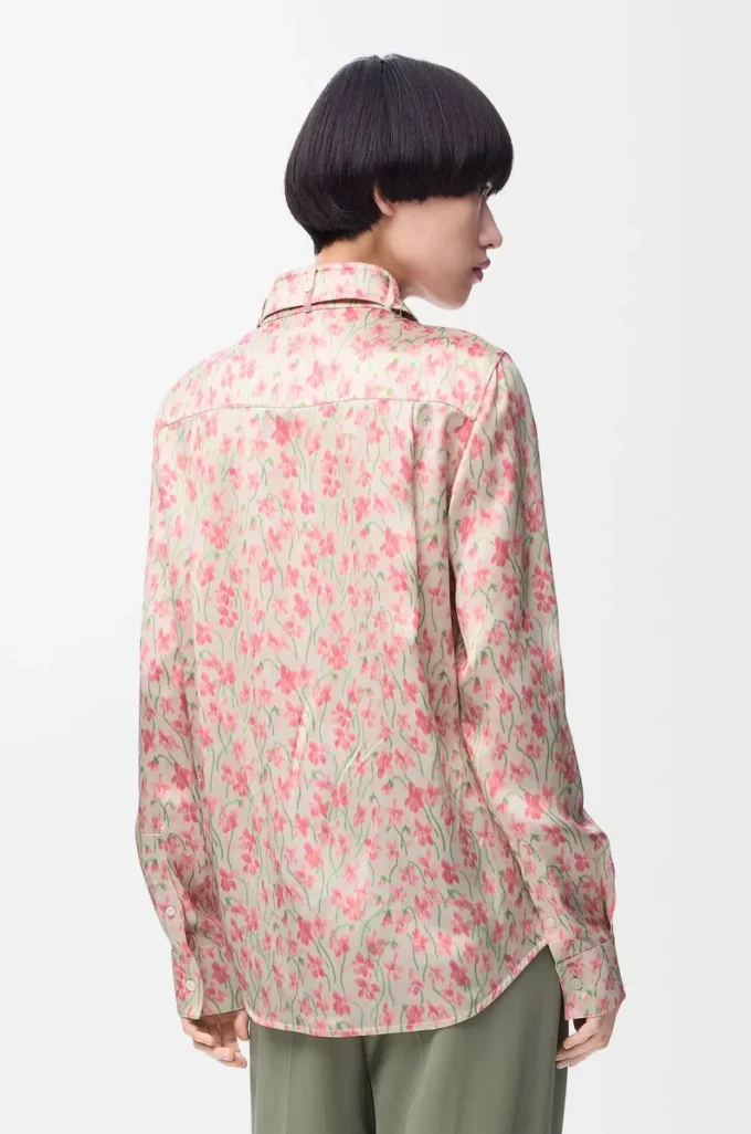 Camicia in viscosa bianca/rosa