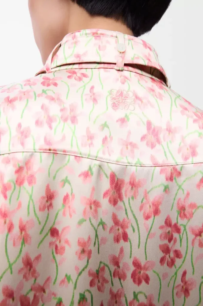 Camicia in viscosa bianca/rosa