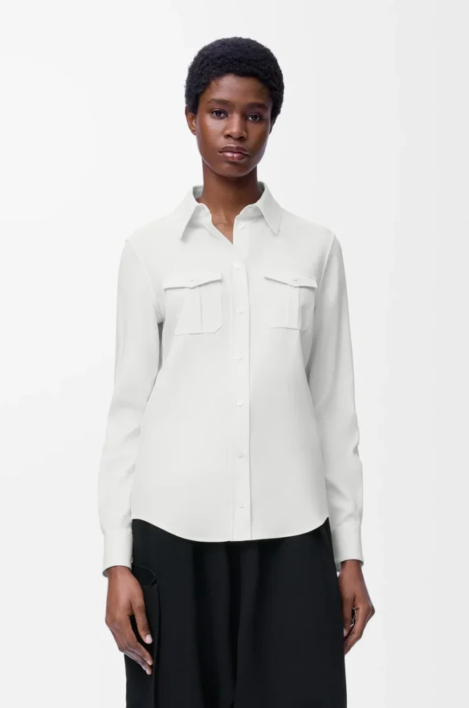 Camicia in viscosa elasticizzata Bianca
