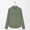 Camicia in viscosa elasticizzata verde kaki chiaro Camicia in viscosa elasticizzata verde kaki chiaro