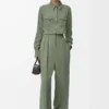 Camicia in viscosa elasticizzata verde kaki chiaro Camicia in viscosa elasticizzata verde kaki chiaro