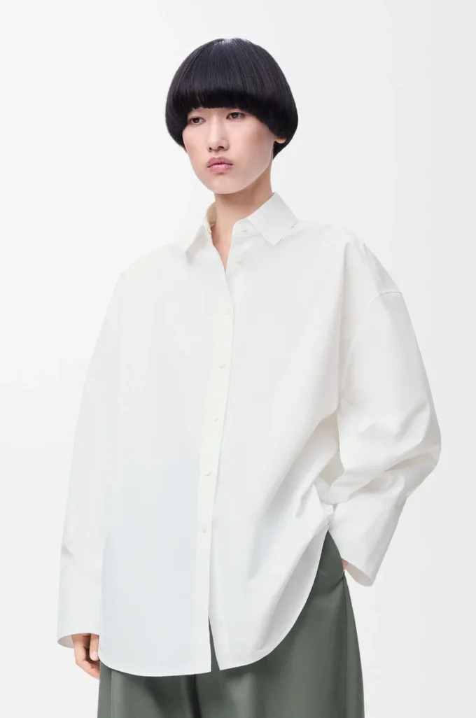 Camicia mantella in cotone Bianco