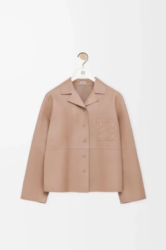 Camicia pigiama in nappa di agnello beige