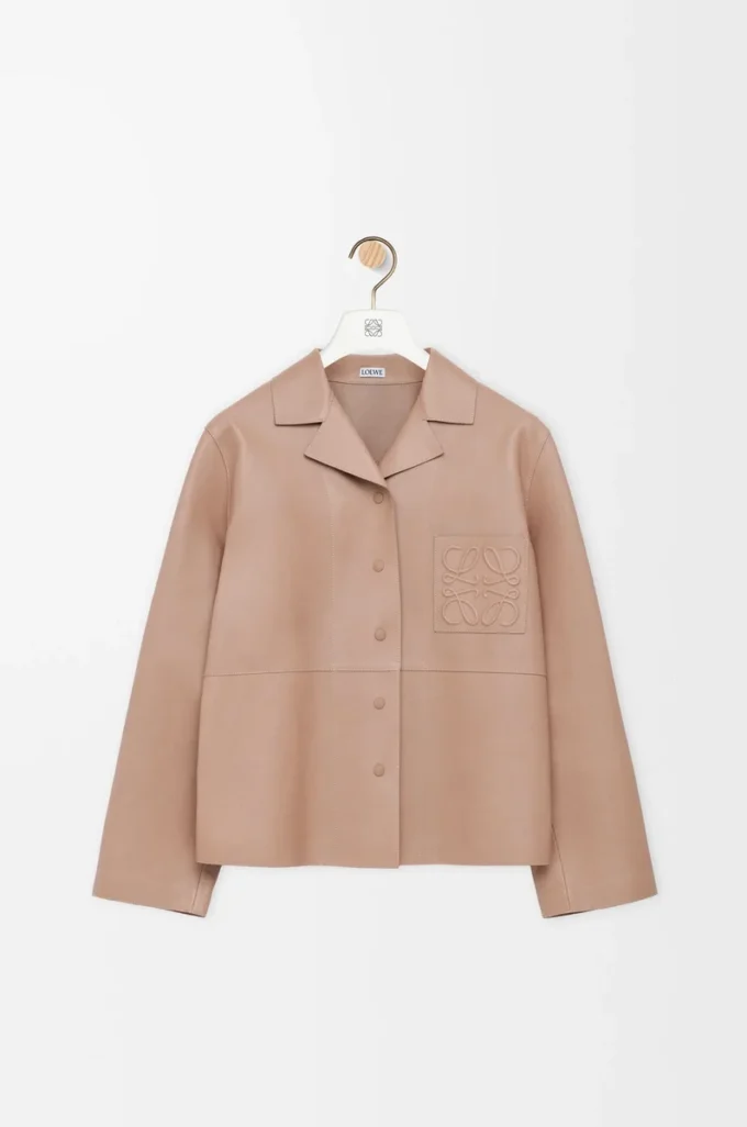 Camicia pigiama in nappa di agnello beige Camicia pigiama in nappa di agnello beige