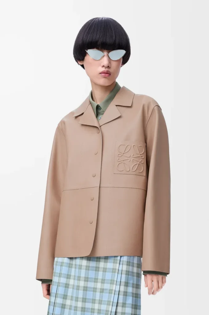 Camicia pigiama in nappa di agnello beige Camicia pigiama in nappa di agnello beige