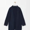 Camicia sciarpa in seta blu navy