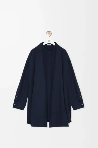 Camicia sciarpa in seta blu navy