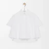 Camicia trapezio a maniche corte in cotone bianco Camicia trapezio a maniche corte in cotone bianco
