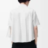 Camicia trapezio a maniche corte in cotone bianco Camicia trapezio a maniche corte in cotone bianco