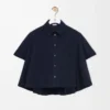Camicia trapezio a maniche corte in cotone Blu navy Camicia trapezio a maniche corte in cotone Blu navy