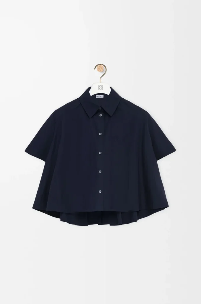 Camicia trapezio a maniche corte in cotone Blu navy Camicia trapezio a maniche corte in cotone Blu navy
