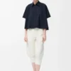 Camicia trapezio a maniche corte in cotone Blu navy Camicia trapezio a maniche corte in cotone Blu navy