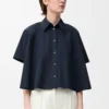 Camicia trapezio a maniche corte in cotone Blu navy Camicia trapezio a maniche corte in cotone Blu navy