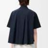 Camicia trapezio a maniche corte in cotone Blu navy Camicia trapezio a maniche corte in cotone Blu navy