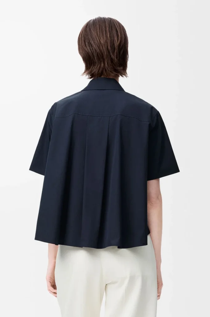 Camicia trapezio a maniche corte in cotone Blu navy Camicia trapezio a maniche corte in cotone Blu navy
