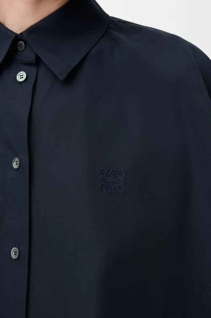 Camicia trapezio a maniche corte in cotone Blu navy Camicia trapezio a maniche corte in cotone Blu navy