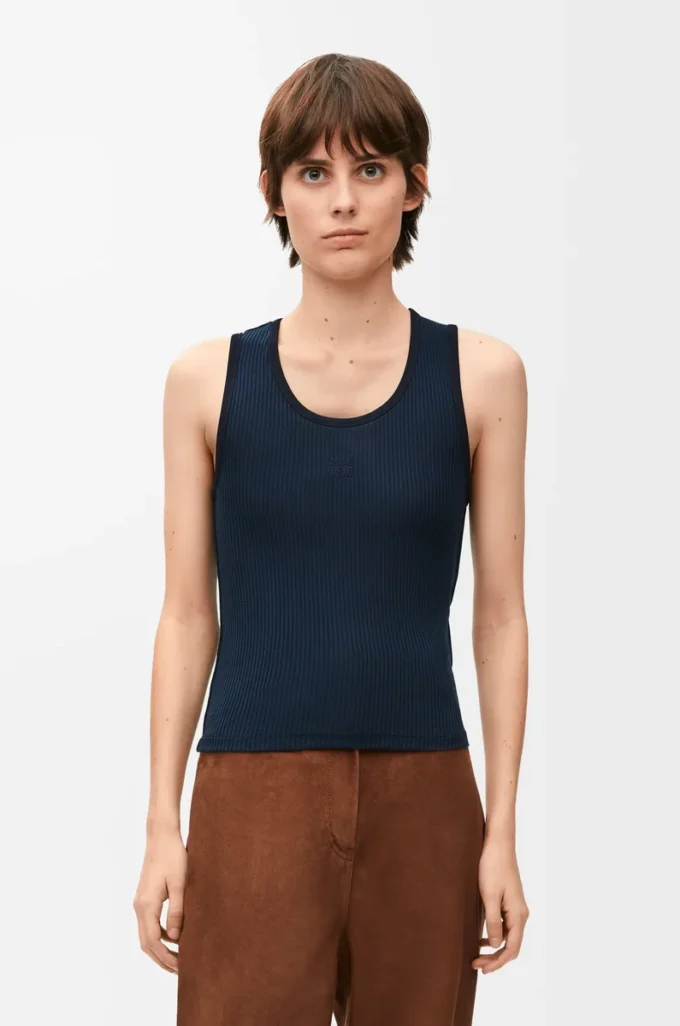 Canotta in seta Blu navy