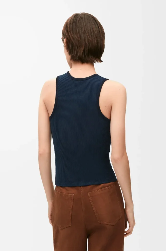 Canotta in seta Blu navy