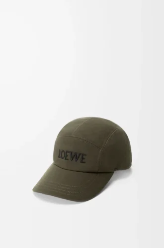Cappellino da campeggio in cotone kaki scuro