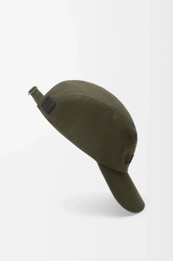 Cappellino da campeggio in cotone kaki scuro