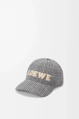Cappellino in lana blu/bianco